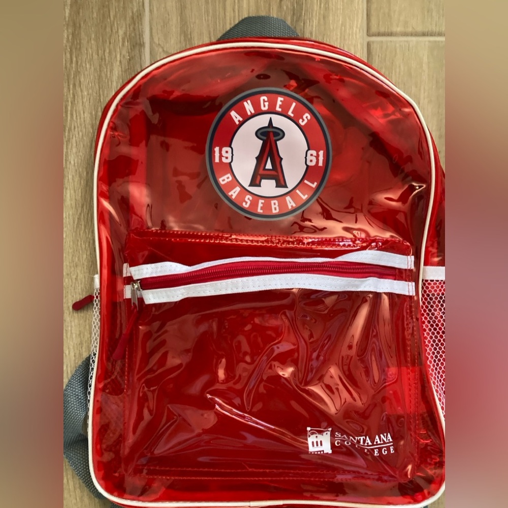 NEW LA Los Angeles Anaheim ANGELS Baseball Clear Red Backpack SGA MLB Logo
